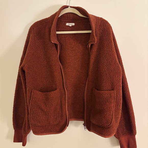 Madewell Jackets & Blazers - Madewell Rust Sherpa-Lined Zip Jacket